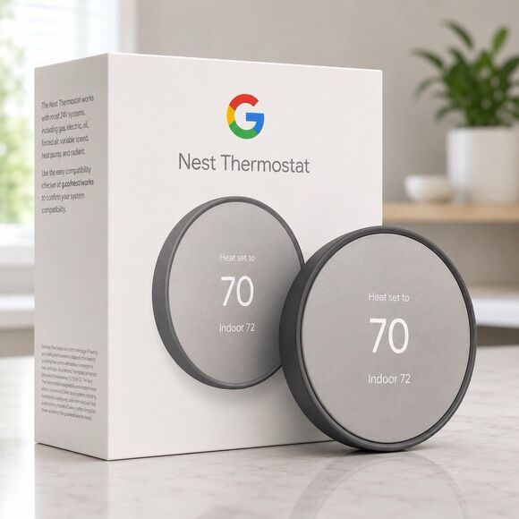 google Other - Google G4CVZ Nest Smart Thermostat, Charcoal, Factory Sealed
